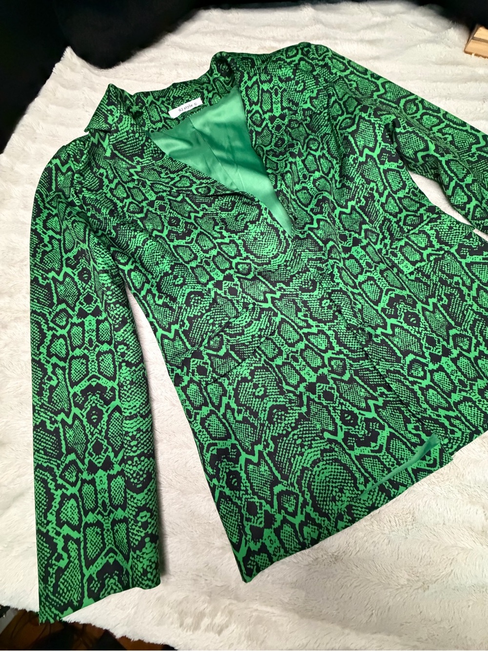 Green Snake-Print Reptile Pattern Blazer